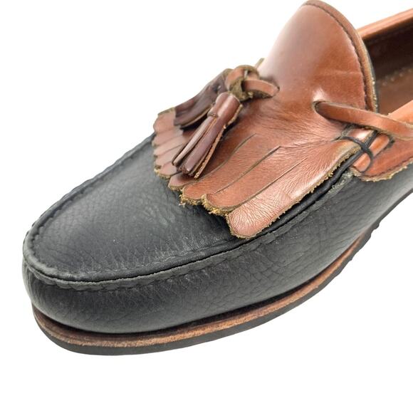 Allen Edmonds Nashua Mens Leather Slip On Navy Brown Tassel Loafers Shoes 10 EE - Picture 9 of 16